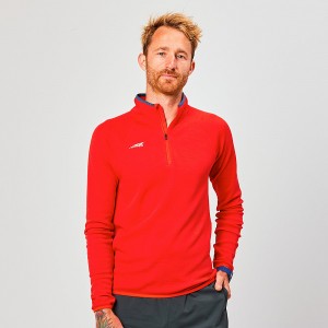 Altra CORE MERINO WOOL 1/2 ZIP Men's Tops Red | RFJ-276159