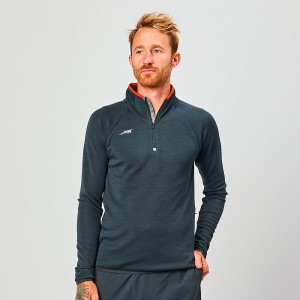 Altra CORE MERINO WOOL 1/2 ZIP Men's Tops Black | NJA-724980