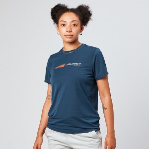 Altra EVERYDAY PERFORMANCE SHORT SLEEVE Women's T-Shirt Navy | DYA-320475