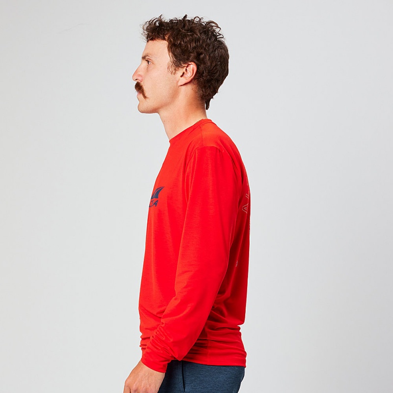 Altra EVERYDAY PERFORMANCE LONG SLEEVE Men's T-Shirt Red | LTM-802564