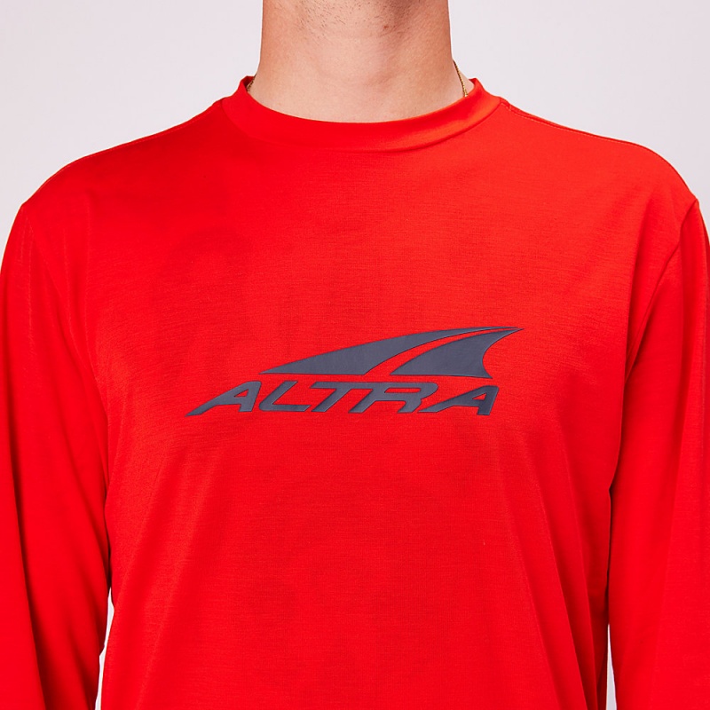 Altra EVERYDAY PERFORMANCE LONG SLEEVE Men's T-Shirt Red | LTM-802564