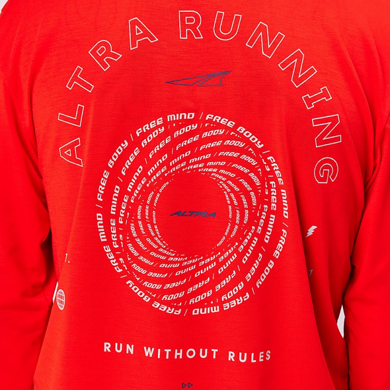 Altra EVERYDAY PERFORMANCE LONG SLEEVE Men's T-Shirt Red | LTM-802564