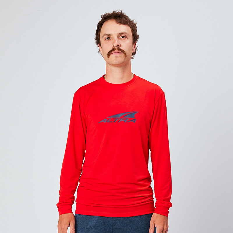 Altra EVERYDAY PERFORMANCE LONG SLEEVE Men\'s T-Shirt Red | LTM-802564