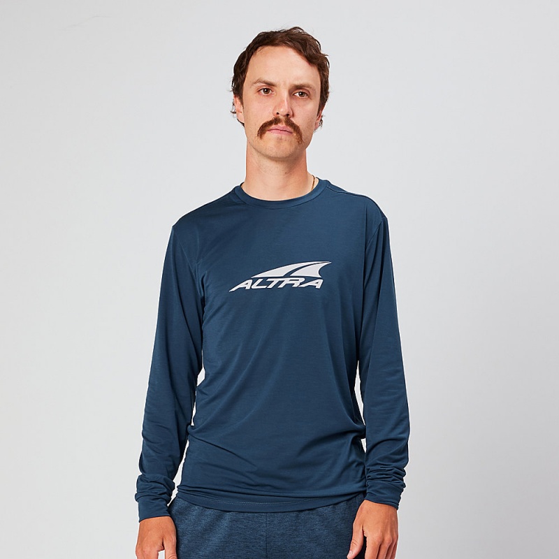 Altra EVERYDAY PERFORMANCE LONG SLEEVE Men\'s T-Shirt Navy | GQH-784165