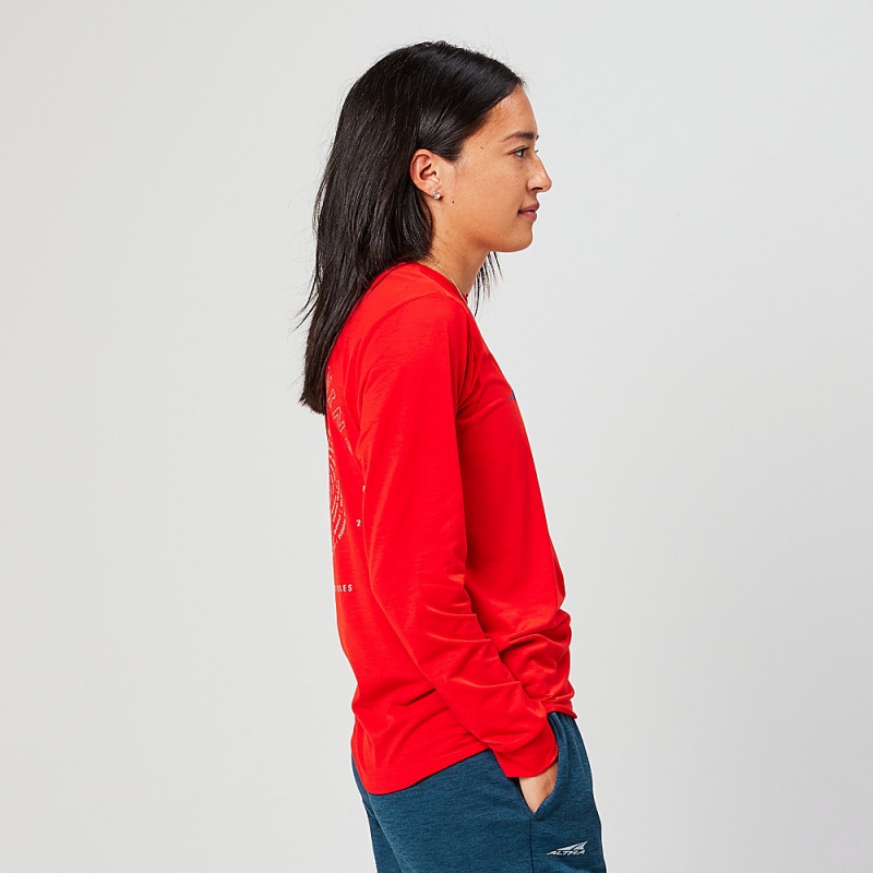 Altra EVERYDAY PERFORMANCE LONG SLEEVE Women's T-Shirt Red | KZR-329870