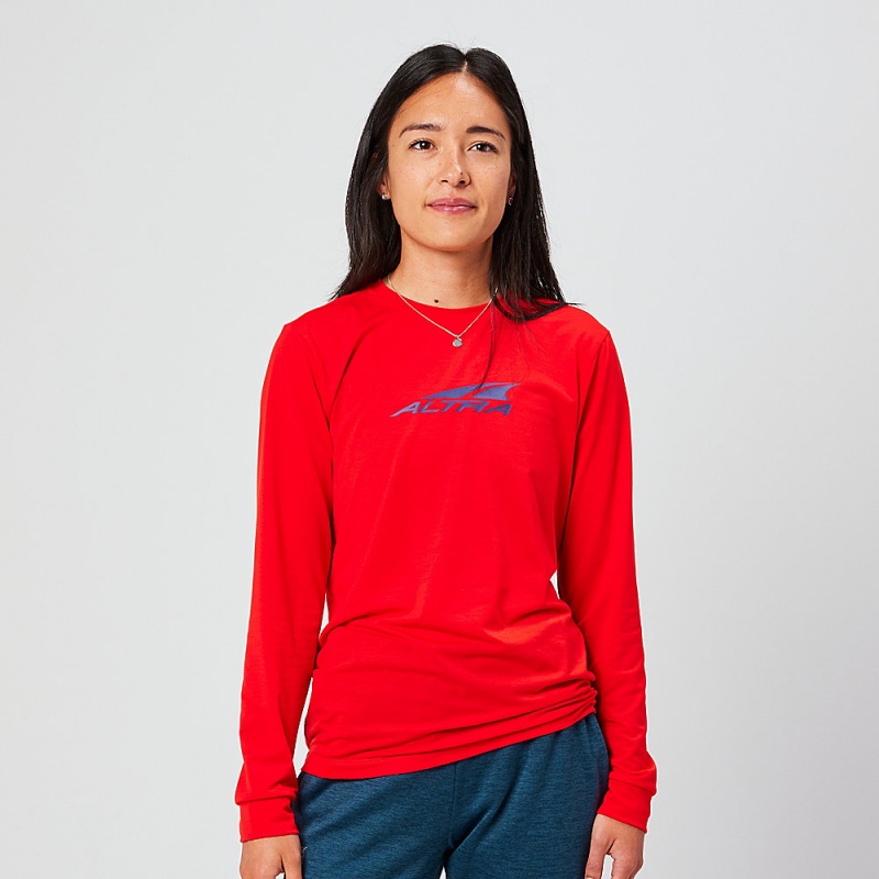 Altra EVERYDAY PERFORMANCE LONG SLEEVE Women\'s T-Shirt Red | KZR-329870