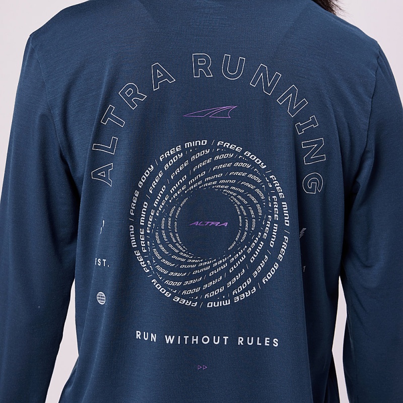 Altra EVERYDAY PERFORMANCE LONG SLEEVE Women's T-Shirt Navy | VJW-047568