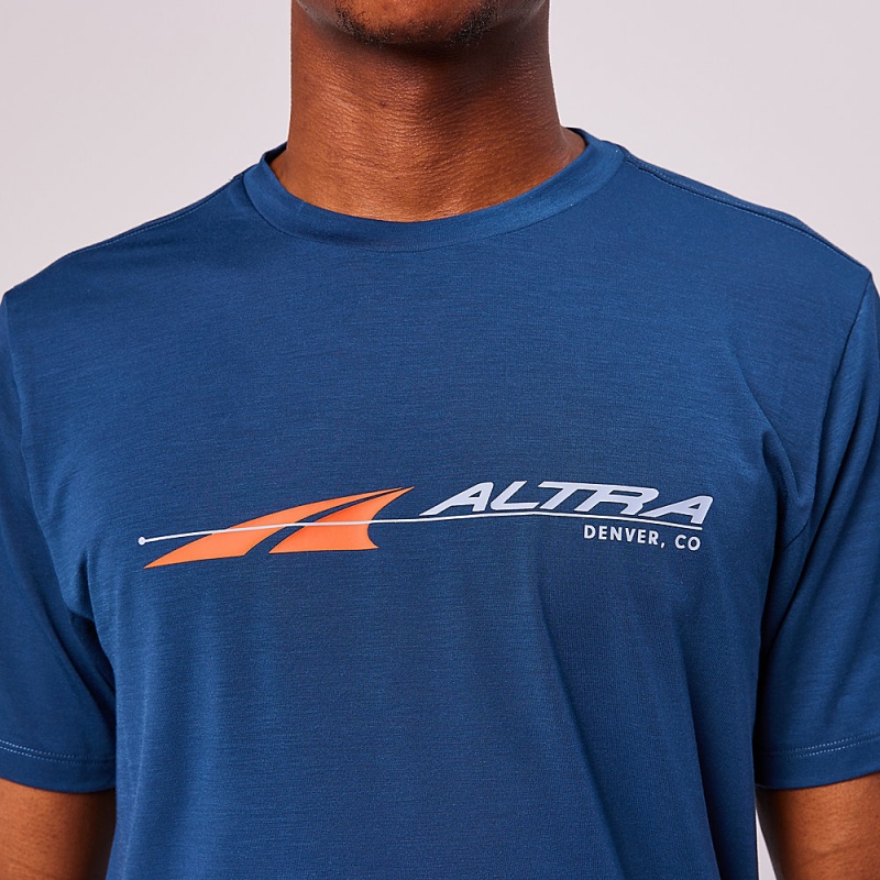 Altra EVERYDAY PERFORMANCE SHORT SLEEVE Men's T-Shirt Navy | MPO-041652