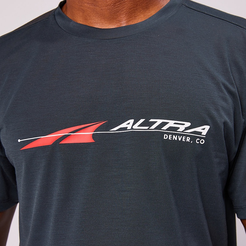 Altra EVERYDAY PERFORMANCE SHORT SLEEVE Men's T-Shirt Black | NEG-467980