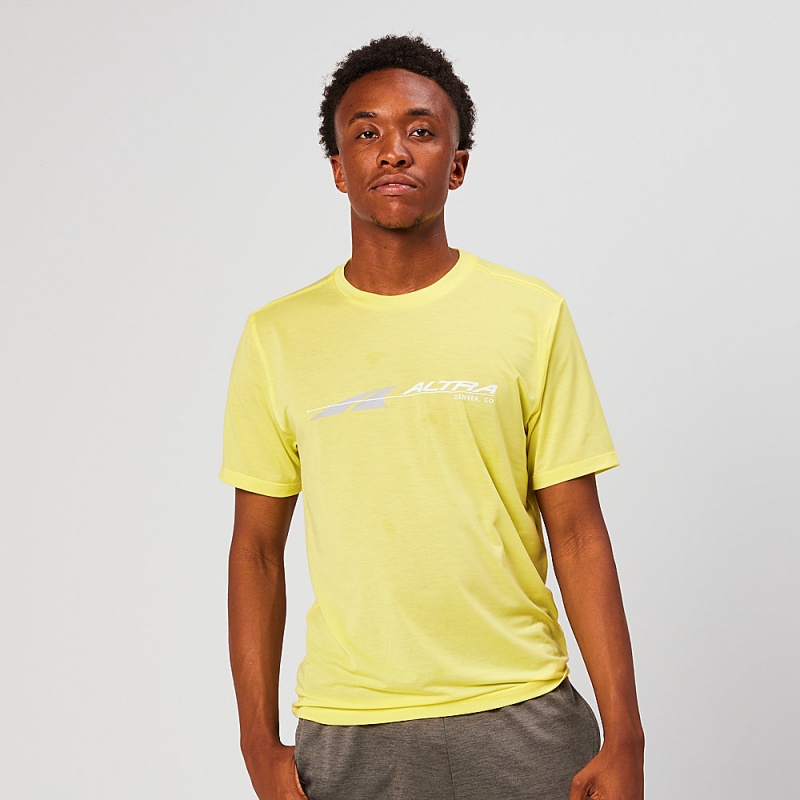 Altra EVERYDAY PERFORMANCE SHORT SLEEVE Men\'s T-Shirt Yellow | DIS-105438