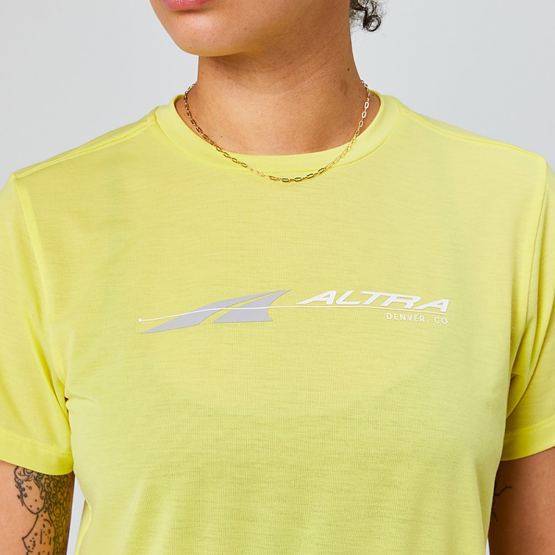 Altra EVERYDAY PERFORMANCE SHORT SLEEVE Women's T-Shirt Yellow | GOR-913728