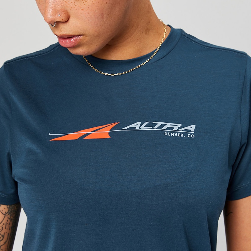 Altra EVERYDAY PERFORMANCE SHORT SLEEVE Women's T-Shirt Navy | DYA-320475