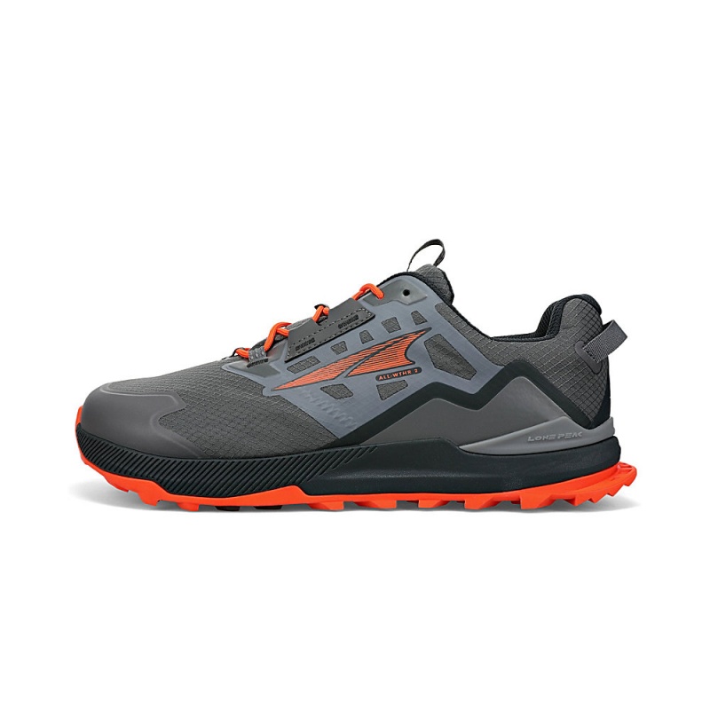 Altra LONE PEAK ALL-WTHR LOW 2 Men\'s Hiking Shoes Grey / Orange | KMA-432186